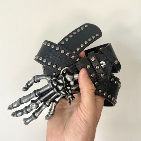 y2k style gothic skeleton hand western design belt - Picture 2 of 7